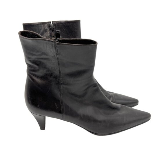 Stuart Weitzman Leather Pointy Toe Heel Boots - Picture 1 of 7